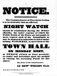 Poster Margate Night watch 1833 | Margate History